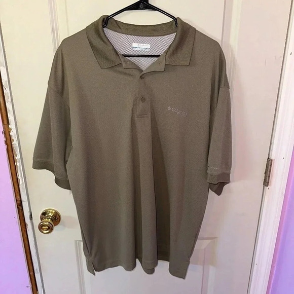 Columbia Men's PFG Omni-Shade Polo Shirt Vented Olive Green Sz L - Picture 1 of 6